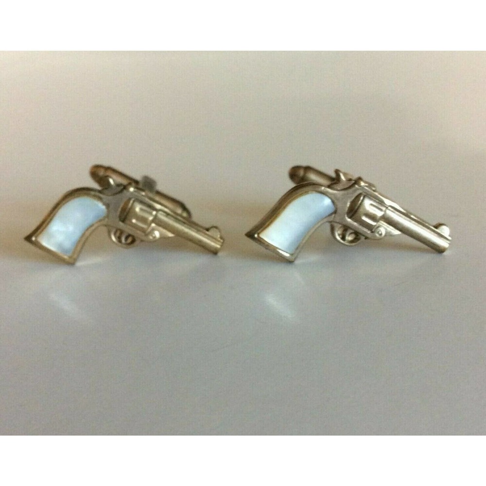 Vintage Western Cowboy Revolver Gun Cuff Links - Picture 1 of 7